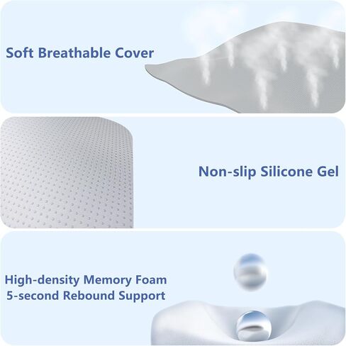 GEEYONTEK Car Seat Cushion with Neck Pillow & Lumbar Support Back Pain Relief Pillow Memory Foam, Ergonomic Car Pillow for Driving Seat Office Chair-3 Pcs, Black in Saudi Arabia