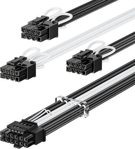 Fasgear 16pin GPU Power Cable - 70cm PCI-e 5.0 12VHPWR 600W 12+4 Male to Male 12V-2x6 PSU Sleeved Cable for RTX 3090Ti 4070 Ti 4080 4090 5090 5080 5070 5070Ti to ATX 3.0 Modular Power Supply (White) in Kuwait