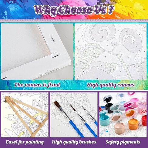 HEIBAGO DIY Paint by Numbers Kit for Adults 12"x16" Framed Canvas&Wooden Easel, Acrylic Paint by Numbers Kits for Adults Beginner, Seaside Daisy Drawing Arts and Crafts for Home Wall Decor in Saudi Arabia