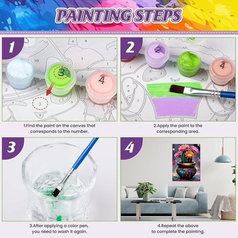 HEIBAGO DIY Paint by Numbers Kit for Adults 12"x16" Framed Canvas&Wooden Easel, Acrylic Paint by Numbers Kits for Adults Beginner, Seaside Daisy Drawing Arts and Crafts for Home Wall Decor in Saudi Arabia