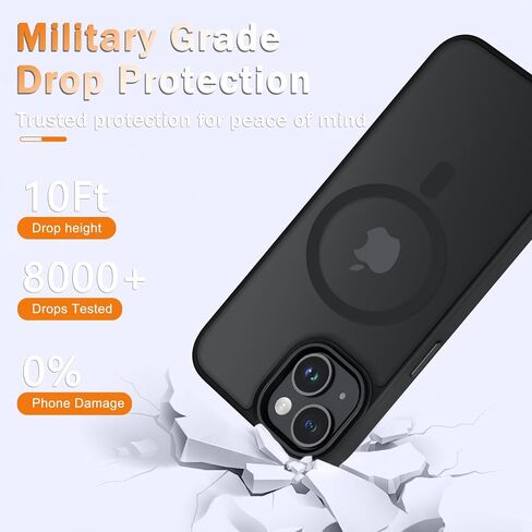 for iPhone 14 Plus Case, Matte Magnetic Phone Case with 1 Screen Protector, Support for Magsafe, Translucent Frosted Slim Shockproof Protective Cover for iPhone 14 Plus 6.7 inch, Black in Saudi Arabia