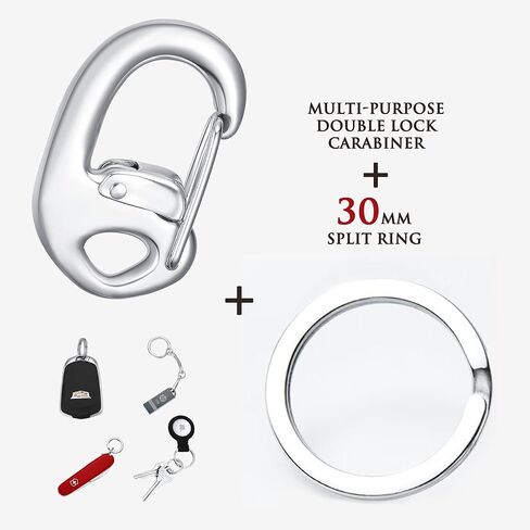 STEEL HAWK Fliplock Stainless Steel Locking Carabiner - Keychain Carabiner with Locking Gate - Carabiner Clip for Keys, Camping Accessories & More – Style in Saudi Arabia