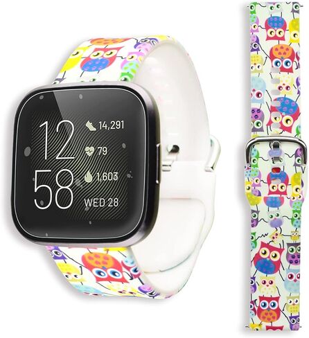 Ecute Large Soft Silicone Waterproof Replacement Women Men Strap Band Compatible with Fitbit Versa/Versa 2/Versa Lite/Versa SE - White Black Checkered in Kuwait