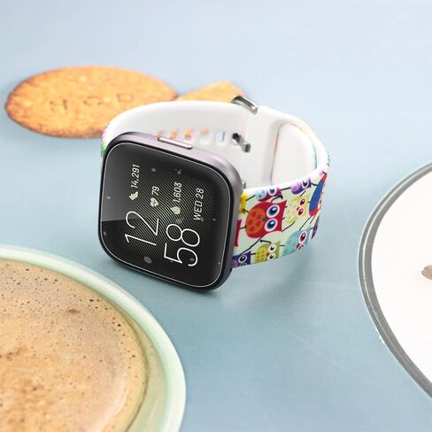 Ecute Large Soft Silicone Waterproof Replacement Women Men Strap Band Compatible with Fitbit Versa/Versa 2/Versa Lite/Versa SE - White Black Checkered in Kuwait