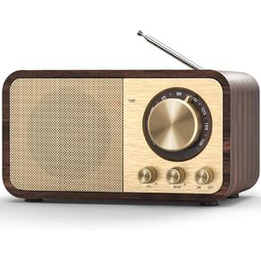 Tendak Retro FM Radio with Best Reception, Bluetooth Portable Transistor Radios with 5W Speaker, Rechargeable Vintage Radio for Home Outdoor, Support TF Card Play, USB MP3 Player, AUX, Bass Mode