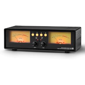 Douk Audio VU2 MIC & Line Dual VU Meter, Analog Sound Level Indicator, 4-Way Splitter Switch, Audio Switcher Box for Speaker/Amplifier/Preamp (Light Version)