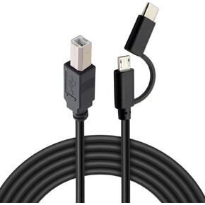 GuangMaoBo Micro USB 2.0 + Type C to Printer Cable,USB-C USB 3.1 Male to USB 2.0 Type-B Male OTG Cable for Phone Scanner Electronic Piano and Electronic Drum