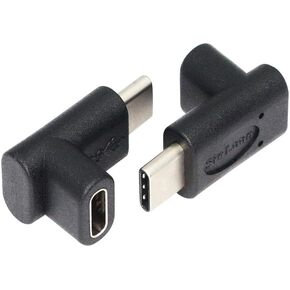 SinLoon 2-Pack Angled 90 Degree USB-C USB 3.1 Adapter, Male to Female, Upward & Downward Extension for Laptop, Tablet & Mobile Phone