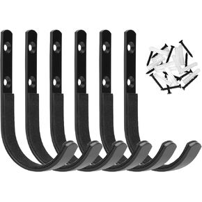 QWORK Universal Gun Rack Wall Mount - Steel Construction with Black Powder Coating, for Swords, Bows - Horizontal Shotgun Hooks Rifle Hangers, Wall Mount Storage, 6 Pack