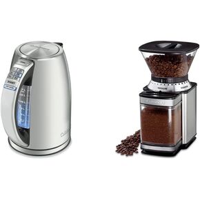 Electric Kettle by Cuisinart, 1.7-Liter Capacity, Cordless 1500-Watts for Fast Heat Up, Stay Cool Non-Slip Handle, Stainless Steel, CPK-17P1 & DBM-8 Supreme Grind Automatic Burr Mill