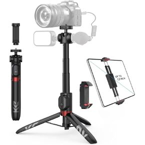48" Tripod Set for Phone Camera, and Tablet Holder for iPad Pro 13'' - Black & Red
