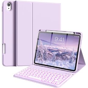 aoub Keyboard Case for iPad 11th Generation 11 Inch 2025 (A16), 10th Generation 2022 10.9 Inch with Pencil Holder - 7 Colors Backlit Wireless Detachable Folio Keyboard - Dark Green