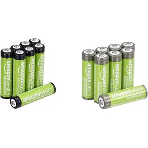 Amazon Basics High-Capacity NiMh Rechargeable 8-Pack of AAA (800 mAh), and AA (2400 mAh) Rechargeable Batteries, Pre-Charged, Pack of 16