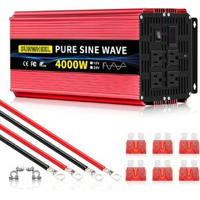 SUNWHEEL 2000W Pure Sine Wave Inverter, Solar Off-Grid Inverter, 12V DC to 110V 120V AC for RV、Microwave、Off Grid、Truck、Refrigerator、Freezer、TV、Air Conditioner with 2 AC outlets and LCD Display