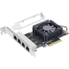 PCI-E X4 2.5Gb Quad-Port Network Card, 2500Mbps Gigabit Ethernet Adapter with RTL8125B Chip 4 RJ45 Ports NIC Cards, Support ESXi, Soft Routing, PXE Boot, Network Aggregation Server