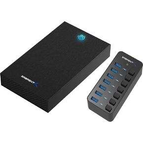 SABRENT USB 3.0 حاوية خالية من الأدوات + 36W 7-PORT USB 3.0 HUB مع مفاتيح الطاقة الفردية
