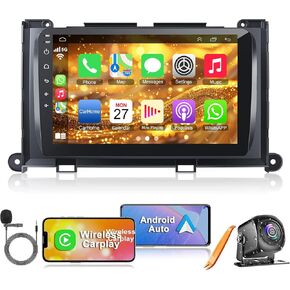 4G+64G Car Radio for Toyota Sienna 2004-2010, Wireless Carplay&Android Auto with Android 13 Support Bluetooth/Voice Control/GPS/WiFi/Back-up Camera/SWC/FM, 9 Inch IPS Touch Screen Radio for Sienna