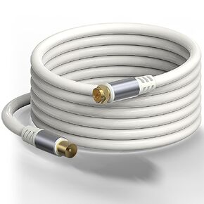 RG6 TV Coaxial Cable, Type F Male to TV PAL Male RG6 F Type TV Aerial Cable 75Ohm, for Cable Box, TV, Satellite, Antenna, Splitter, Amplifier 4.9FT/1.5M