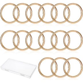 15Pcs Trigger Spring O Rings, 1.5 Inch Round Carabiner Clips Metal Key Ring Clip Gold Keychain Rings for Keys Buckle Bags Purses DIY Crafts