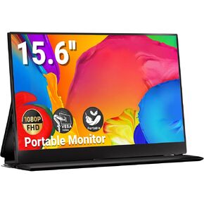 Portable Monitor, 15.6" FHD 1080P IPS External Laptop Monitor with USB C HDMI, Portable Screen for Laptop Mac PC Phone PS5 Switch,Built-in Speakers & Smart Cover
