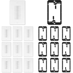 Iwillink Brush Wall Plate (10 Pack) and Low Voltage Mounting Bracket (1-Gang, 10 Pack)