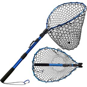 Fishing net Double Section Folding Upgrade (Blue Frame with Blue Handle, Net Depth 50cm)