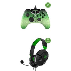 Bundle of Turtle Beach REACT-R Wired Game Controller – Licensed for Xbox Series X & S, Xbox One, Windows PC: Pixel Green + Recon 50 Xbox Gaming Headset, also works with PS5, Mobile, PC: Black/Green