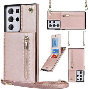 Phone Case for Samsung Galaxy S10 Plus Wallet Cover with Crossbody Strap Leather Card Holder Flip Cases Lanyard Kickstand Credit Slots Magnetic Clasp Cell Accessories S 10e 10se Se10 Girls Green