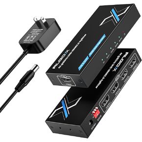 ALGOX HDMI 2.0 SPLITTER 1 في 4 OUT 4K@60Hz 4: 4: 4 ، 4 صور UHD وإخراج Audios تدعم في وقت واحد HDR10 Dolby Vision Video و Edid Management ، مع محول الطاقة (AX-ESP124HE)