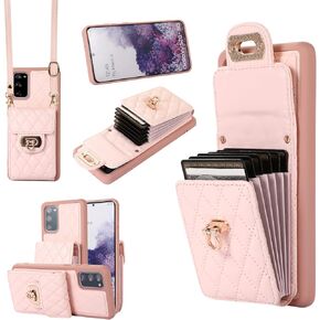 Phone Case for Samsung Galaxy S20 FE 5G 6.5 inch Wallet Cover with Card Holder Shoulder Crossbody Strap Long Lanyard Leather Cell S 20 EF UW S20FE5G S20FE 20S S2O Fan Edition 4G G5 Women Girls Black