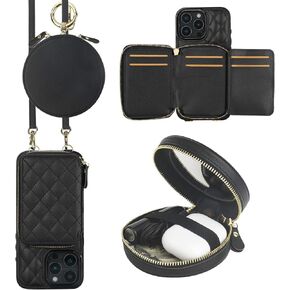 Bocasal A Stylish Crossbody Wallet Case for iPhone 16 Pro Max + A Mini Round Pouch Bag