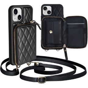 بالنسبة إلى iPhone 14 Pro Max Wallet Casebody ، Pu Leather Zipper Handbag Pres Cover Cover Standar ، SLOT SLOT SLOT SLOT ROLDALE STRAPE محمولة in Kuwait