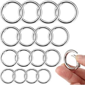 16Pcs Spring O Rings, 1 Inch Key Ring Clip Alloy Carabiner Clip for Keys, Buckle, Bags, Purses, Dog Tag Clips - Key Chain Hooks Replacement Keychains Lanyard DIY Crafts