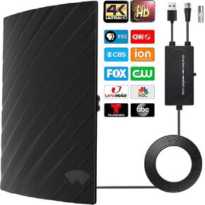 هوائي التلفزيون للتلفزيون الذكي ، هوائي Digital HD داخلي مع نطاق 560+ ميل ، مستقبل الإشارات المحسّن ، يدعم هوائي 4K الرقمي للتلفزيون ، و 2023 هوائيات التلفزيون- محول Coax HDTV Cox