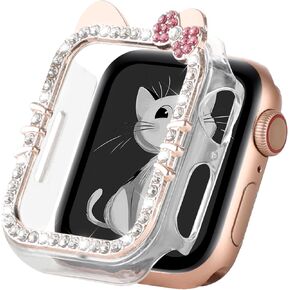 Cartoon Cat Case متوافق مع غطاء Watch Watch للنساء Iwatch Series 10 46 مم 42 مم ، سلسلة 9 8 7 41mm 45mm ، سلسلة 6 5 4 SE