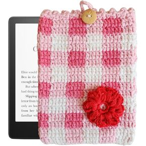 Handwoven Kindle Pouch, Compatible with All Models 5.5"- 7" (Except Scribe), Handmade Kindle Accessories for Women, Protective Sleeve Cover Pouch Bag, Crotcheted eBook Reader Sleeves