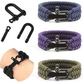 4Pcs Paracord Bracelet Shackle Buckle, Stainless Steel Bow Shackle Alloy Umbrella Rope Buckle Metal Survival Bracelet Shackle Bow for Outdoor Survival Bracelet Camping Bracelet Watch Band
