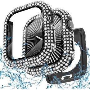 WINGLE 2-in-1 Waterproof Bling Case for Apple Watch Series 10 42mm Screen Protector Case, Diamond Protective Face Cover Apple Watch 10 42 mm Crystal Rhinestone Bumper iWatch Accessories, Iridescent in Saudi Arabia