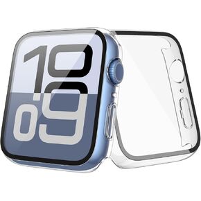 JULK [2 Pack] Case with Tempered Glass Screen Protector for Apple Watch 10 (2024) 46mm, Slim Guard Bumper with HD Glass, Full Coverage Hard PC Protective Cover for iWatch Series 10 46mm, Transparent