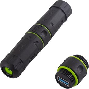 Poyiccot Waterproof USB Port, 5Gbps Waterproof IP68 Pass Through USB 3.0 Connector, Type A Female to Female Bulkhead Extension Adapter for Outdoor Charging and Data, 1pcs