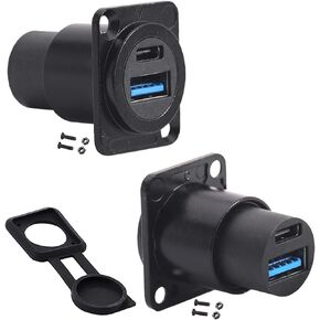 Penglin 2PCS محول جبل لوحة USB المزدوج ، USB-C 3.1 و USB 3.0 أنثى إلى موصل أنثى ، مقبس الحاجز الحاجز USB A & Type C للسيارة/المنزل/الاستخدام الصناعي