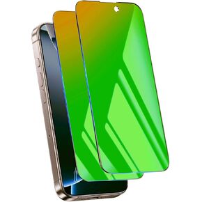 2 Pack for iPhone 16 Pro Max Privacy Screen Protector Tempered Glass for 16 Pro Max 6.9 inch Private Protective Film Anti-Blue Light Anti Spy No-Bubble Gradient Green [HD Clarity]