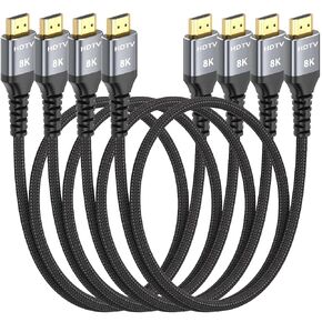 8K HDMI Cable 3FT 4-Pack, High Speed 48Gbps HDMI 2.1 Cord for Neat, Support HDR10+, SBTM, QMS, CEC, HDCP 2.3 for TV, Monitor, Computer, Laptop, HDMI Switch, HDMI Splitter, HUB, KVM, Projector