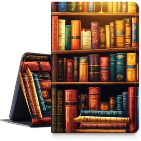 Case for Kindle Paperwhite 12th Gen 2024 (7") & Kindle Colorsoft Signature Edition (7") PU Leather Stand Shockproof Protective Cover with Auto Sleep/Wake,Vintage Bookshelf