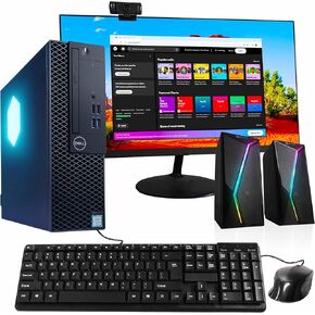 Dell Optiplex Computer PC w/RGB Lighting | Windows 11 Pro | Ultra Fast Intel i5-8500 | 16GB DDR4 RAM | 1TB SSD Solid State | New 24in LCD Monitor | Home or Office PC (Renewed)