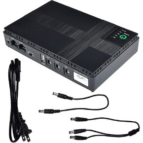 HQRP MINI UPS Battery Backup for WiFi Router 18W ، واقي طاقة قابلة لإعادة شحن 10400 مللي أمبير في الساعة مع POE ، وإخراج USB 5V DC 5V/9V/12V PORKEN