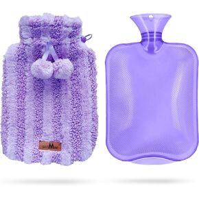 زجاجة الماء الساخن PVC 2L مقاوم للتسرب مع غطاء متبكى ناعم قابل للإزالة لتخفيف الآلام العلاج الساخن والباردة ، أقدام اليدين في البطن وأكثر دفئا ، أبيض حمراء in Kuwait