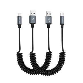 CableCreation Coiled USB C Cable, Coiled USB A to USB C Cable for Car Type C Charger Cable for Carplay & Android Auto Compatible with iPhone 16,15, Samsung Galaxy S24 / S23, Google Pixel, Tablet