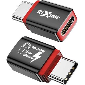 USB-C to USB-C Data Blocker (2-Pack) 2025 New | 100% Elimination of Data Transfer Possibilities, Only for Charge, Protect Against Juice-Jacking, Refuse Hacking Support up to 240W PD Charging