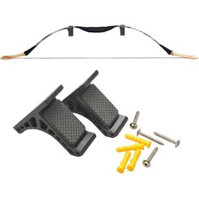 ZSHJGJR Archery Wall Mount Bow Holder for Recurve Bow Traditional Bow Longbow Bow Hanger Bow Hook 2pcs/Pack (Black)